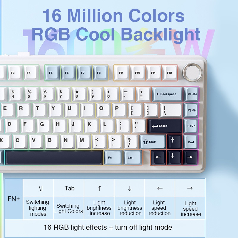 AULA F75 Mechanical Keyboard 75% 80 Key RGB Tri-Mode Wired Bluetooth 2.4G Gasket Structure Hot-swap Gaming Keyboard - Image 7