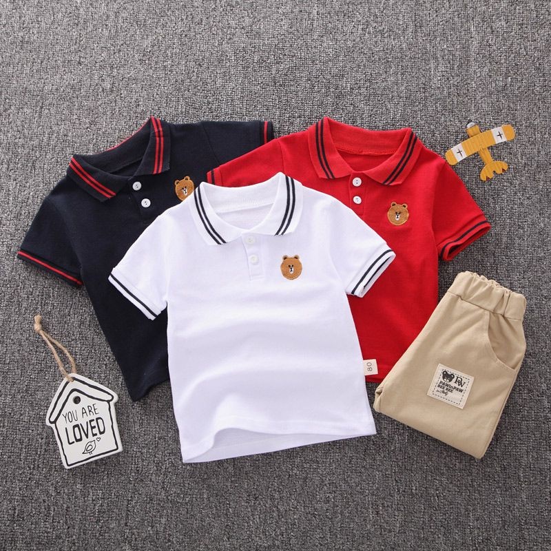 0-6Y Baby Boy Clothes Kids Clothes Boy Set Terno Polo Shirt Clothes Boy Terno Summer Bear Short-sleeved Two-piece Suit - Image 4