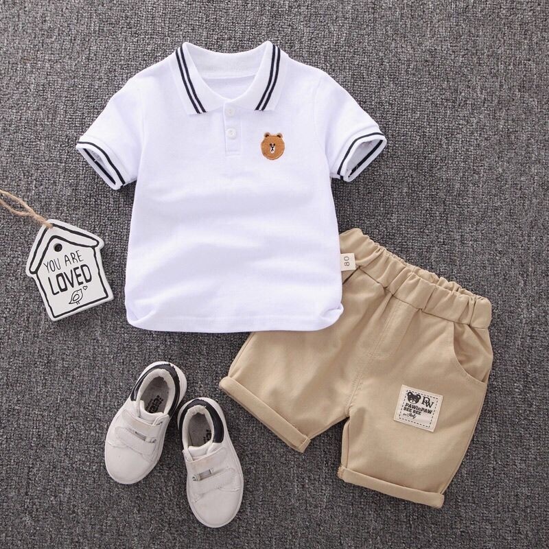 0-6Y Baby Boy Clothes Kids Clothes Boy Set Terno Polo Shirt Clothes Boy Terno Summer Bear Short-sleeved Two-piece Suit