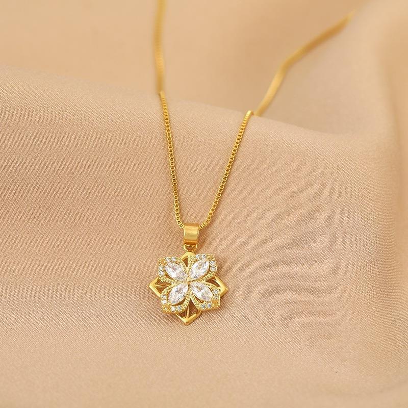 ARTPHRO Four Leaf Clover Lucky Spin Zircon Necklace for Women, Colorfast, Brings Good Luck，necklace gift for gf - Image 6