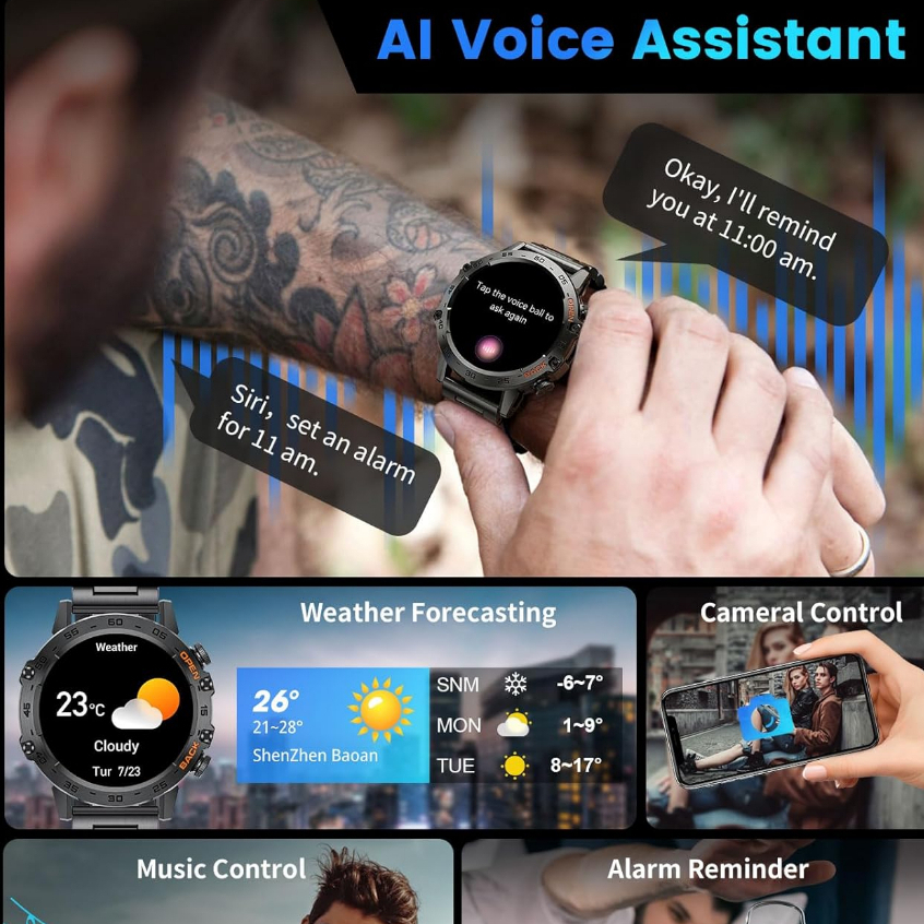 LIGE BT Call Smart Watch Original  Men 100+ Sports Multifunction Fitness Watches IP67 waterproof Smartwatch For Android iOS 400mAh K52 - Image 7