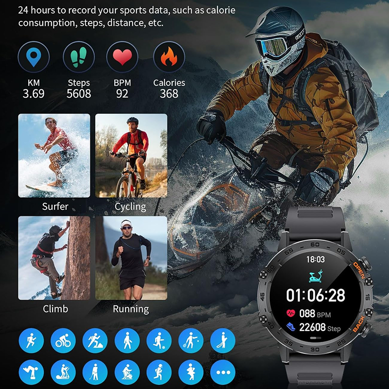 LIGE BT Call Smart Watch Original  Men 100+ Sports Multifunction Fitness Watches IP67 waterproof Smartwatch For Android iOS 400mAh K52 - Image 5