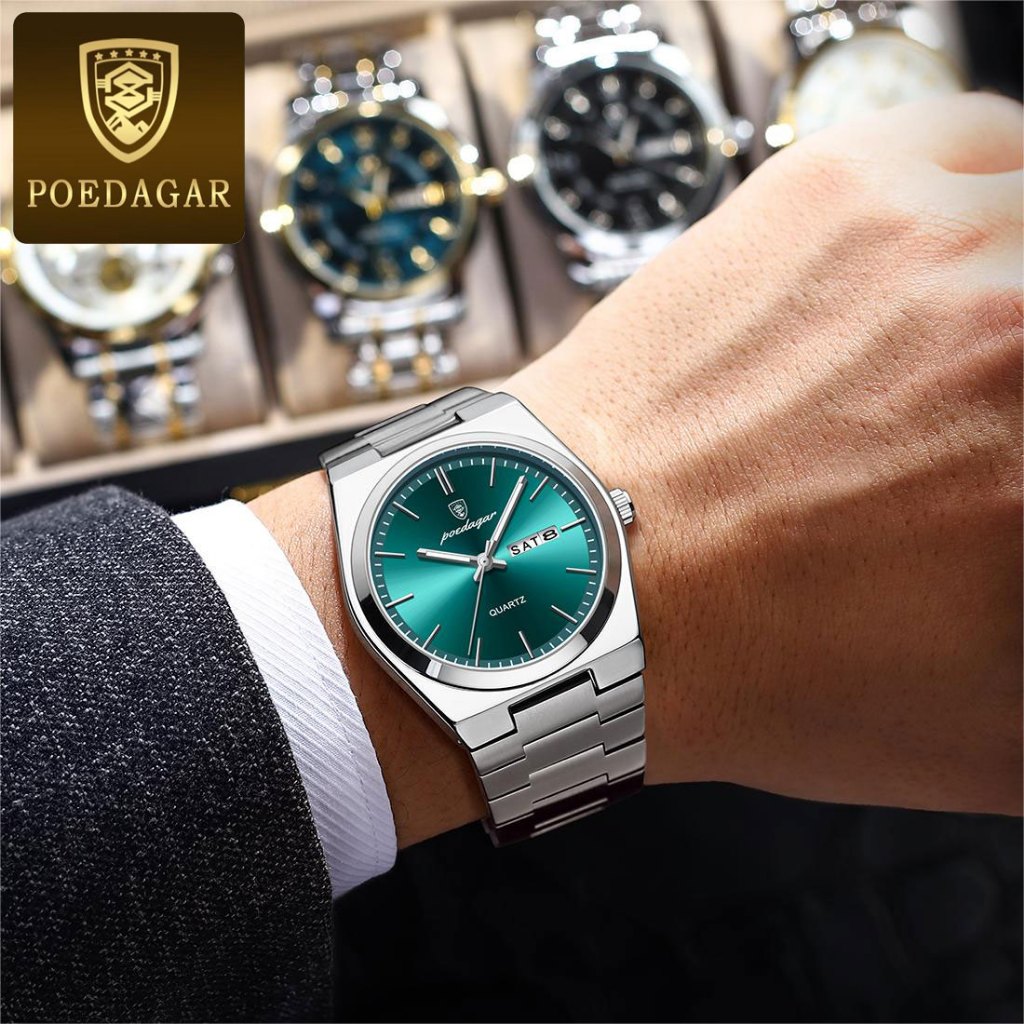 POEDAGAR New Watch For Men Waterproof Original Stainless Steel Relo Luminous Fashion Mens Watches - Image 2