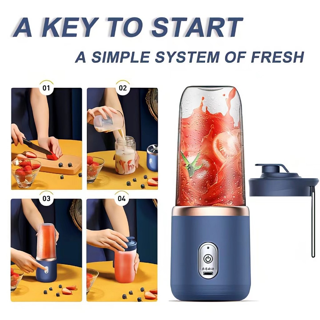 【Free Gift】400ML Portable Electric Juicer 2 Cup Home Mini Multifunctional Wireless Blender USB Rechargeable Small Juice Cup Blender - Image 4