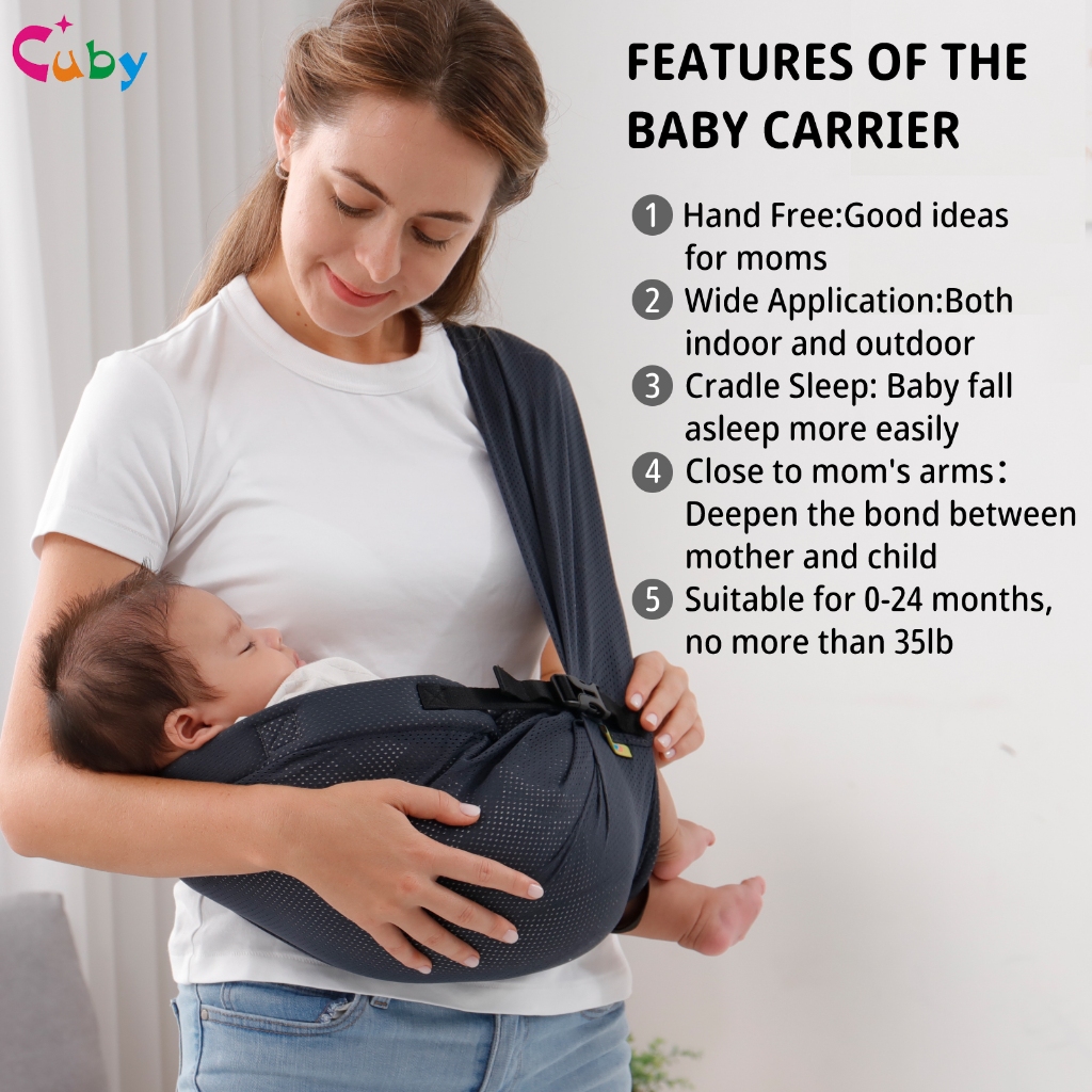 CUBY Summer Breathable Mesh Baby Wrap Carrier Newborn to Toddler - Stretchy Baby Wraps Carrier - Baby Sling - Hands-Free Baby Carrier Wrap - Baby Carrier Sling - Baby Carrier Newborn to Toddler 15KG — view 4