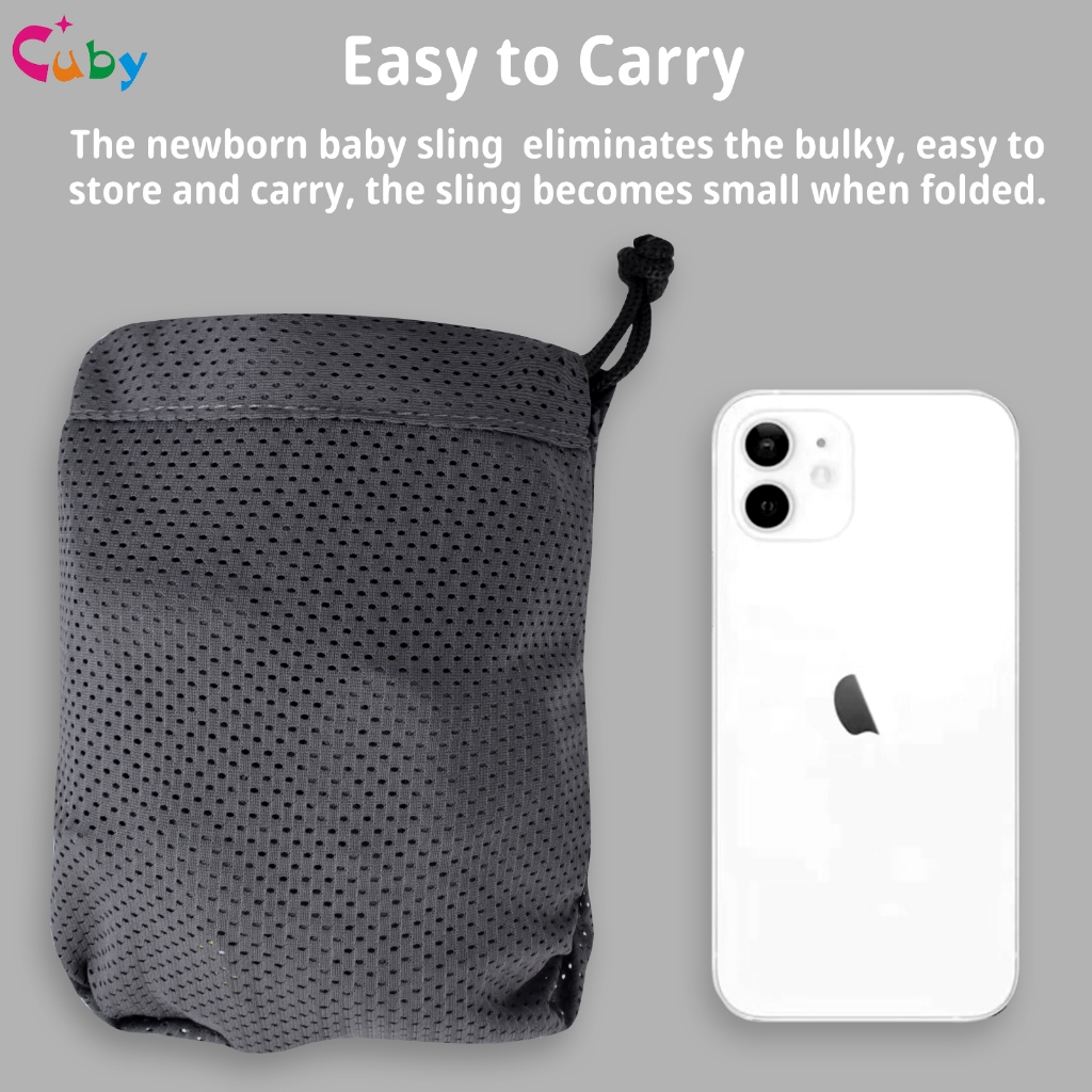 CUBY Summer Breathable Mesh Baby Wrap Carrier Newborn to Toddler - Stretchy Baby Wraps Carrier - Baby Sling - Hands-Free Baby Carrier Wrap - Baby Carrier Sling - Baby Carrier Newborn to Toddler 15KG — view 7