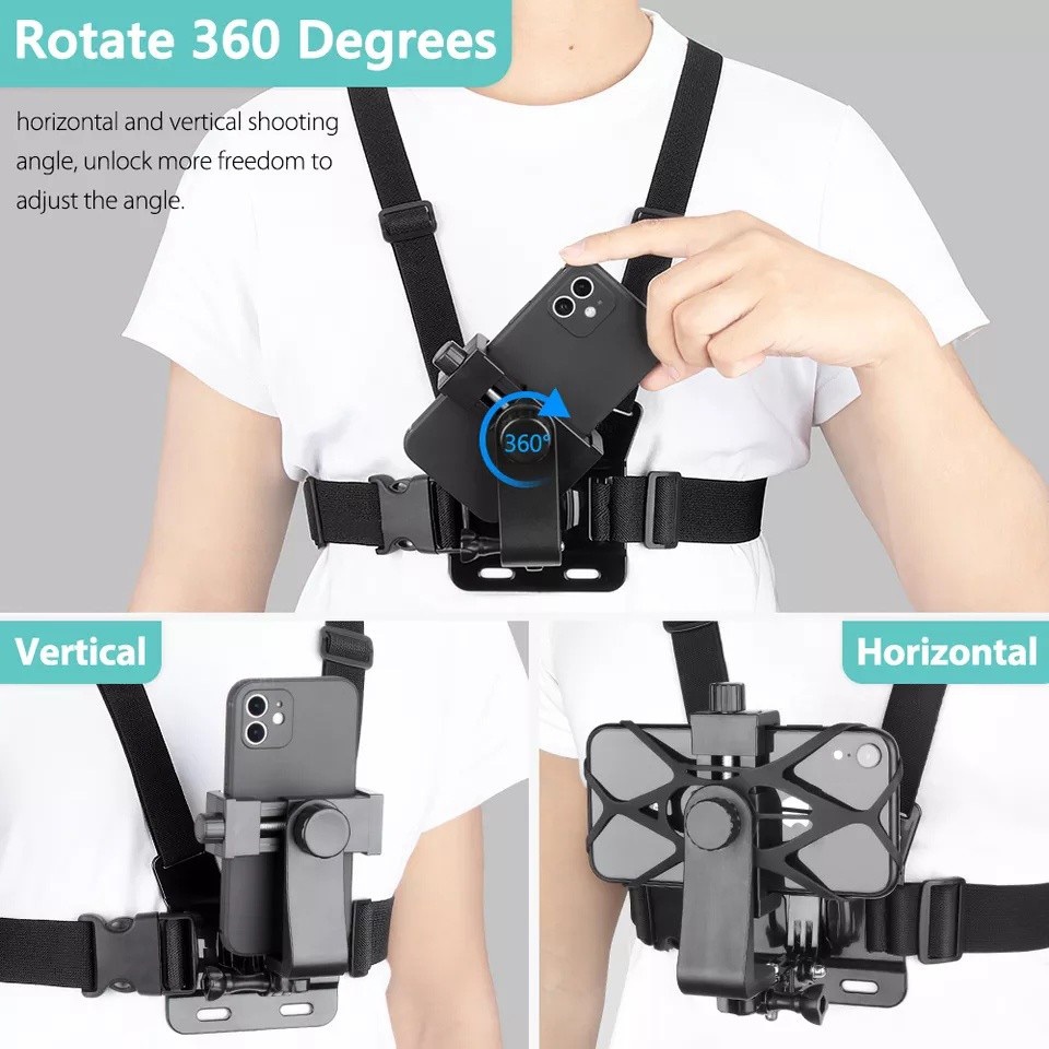 Phone Chest Strap Mount GoPro Chest Harness Holder for VLOG/POV Chest Mount for cellphone — view 3
