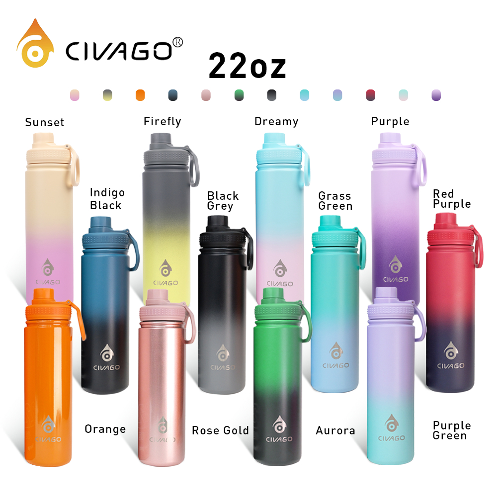 CIVAGO（22oz）Wide Mouth with Sport Lid Vacuum Insulated Tumbler Hot And Cold Drinking Water Bottle - Image 7
