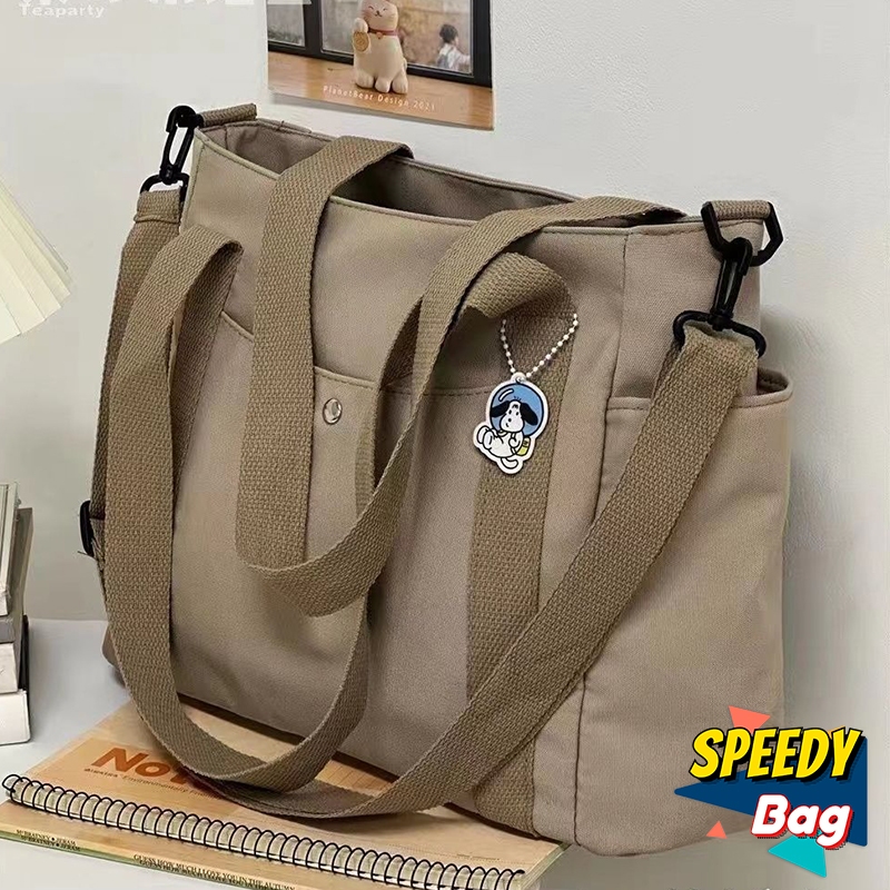 SB090 Multi Pocket Tote Bag For Student Girl Large Capacity Woman College Schoolbag With Zipper