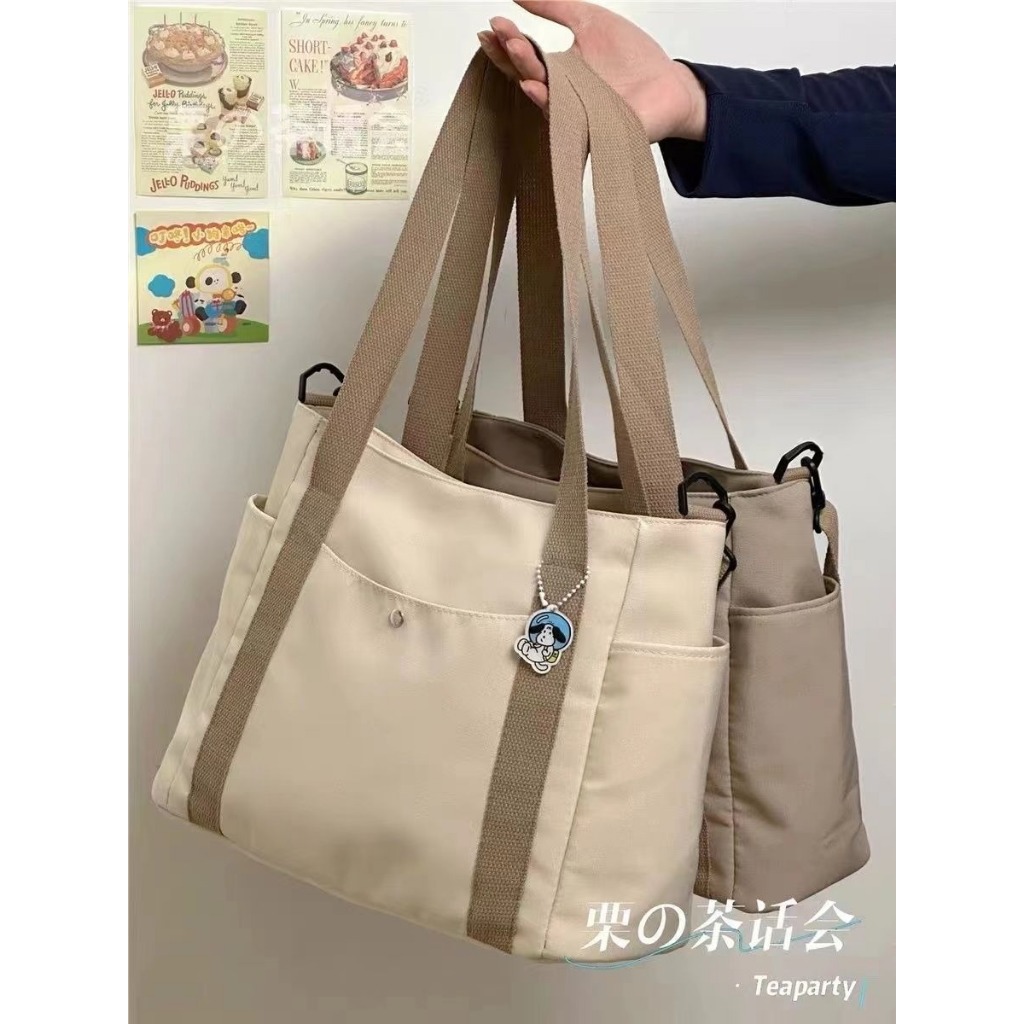 SB090 Multi Pocket Tote Bag For Student Girl Large Capacity Woman College Schoolbag With Zipper - Image 2