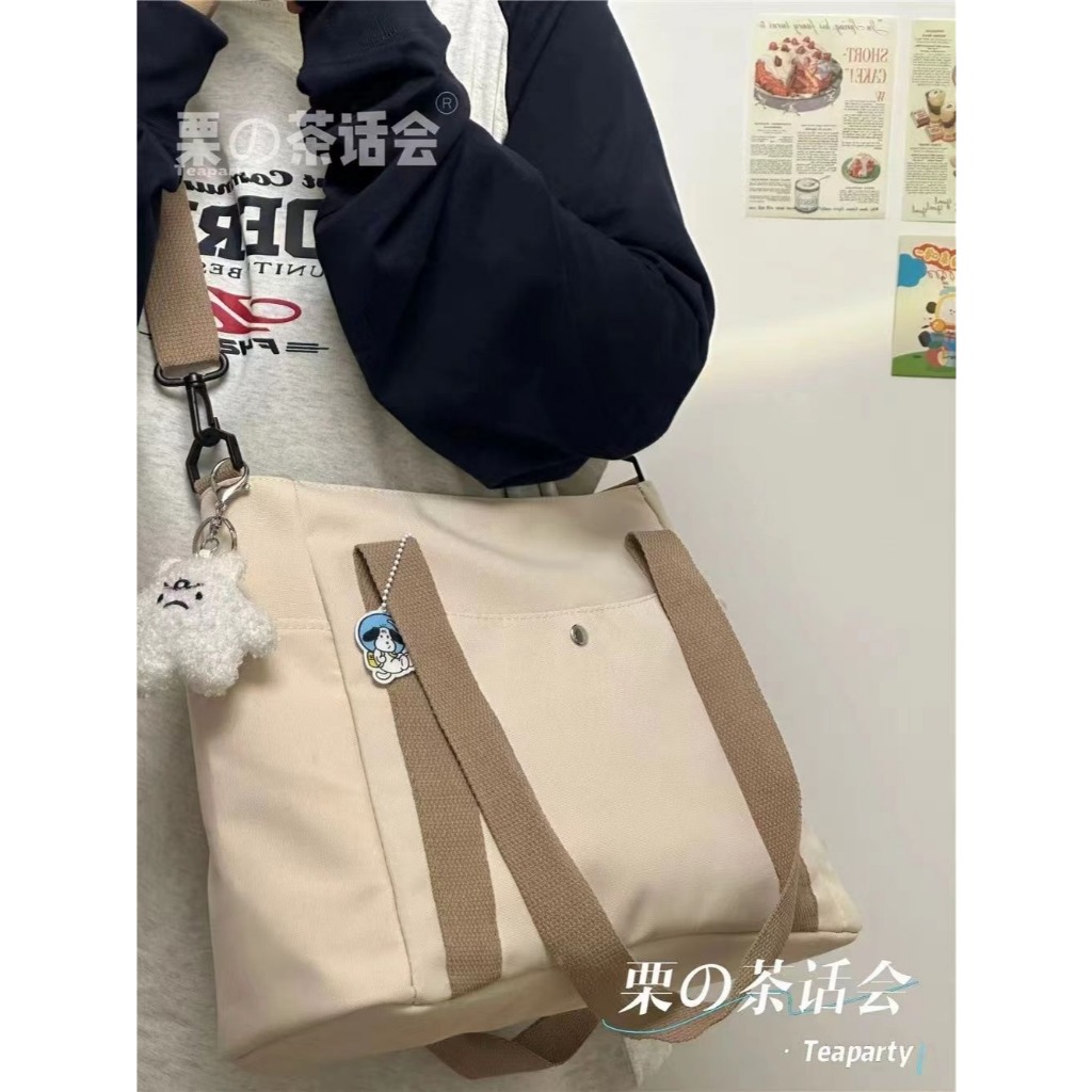 SB090 Multi Pocket Tote Bag For Student Girl Large Capacity Woman College Schoolbag With Zipper - Image 3