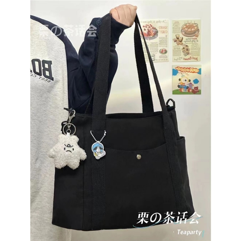SB090 Multi Pocket Tote Bag For Student Girl Large Capacity Woman College Schoolbag With Zipper - Image 5