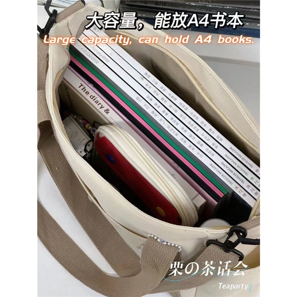 SB090 Multi Pocket Tote Bag For Student Girl Large Capacity Woman College Schoolbag With Zipper - Image 7