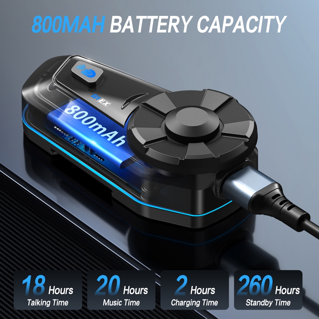 Tnicer G1EX Motorcycle Helmet Bluetooth Headset Music Sharing Support 6-riders Intercom Simultaneously - Image 3