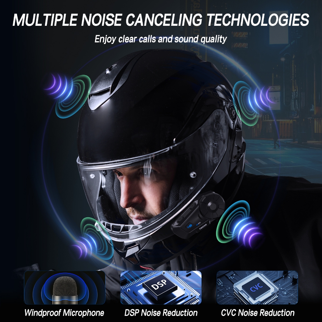 Tnicer G1EX Motorcycle Helmet Bluetooth Headset Music Sharing Support 6-riders Intercom Simultaneously - Image 5
