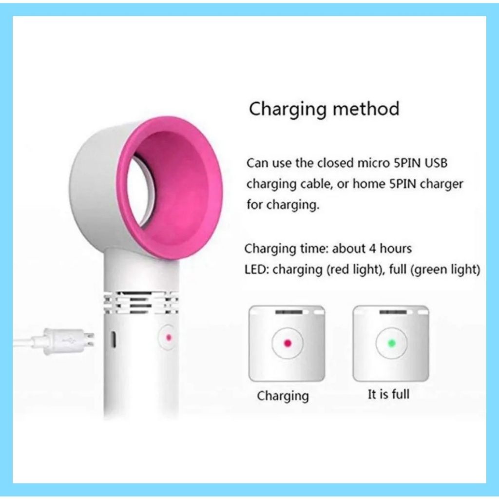 Mini fan bladeless portable pocket 3-speed multifunctional quiet ...