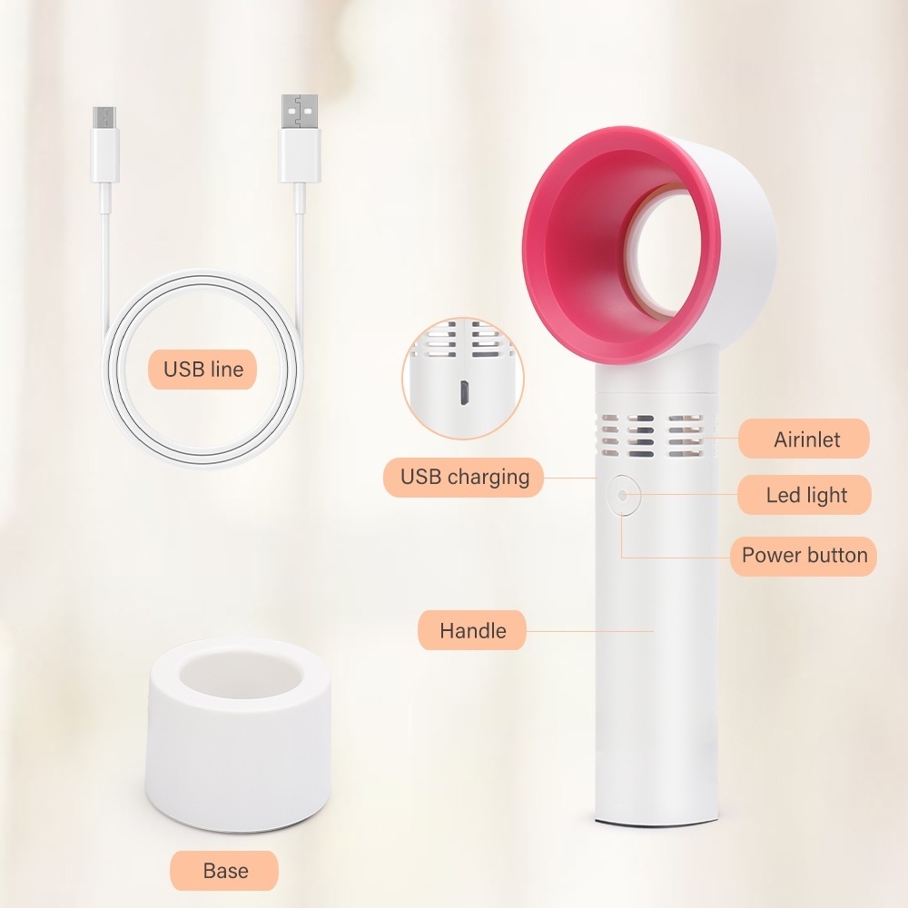 Mini fan bladeless portable pocket 3-speed multifunctional quiet ...