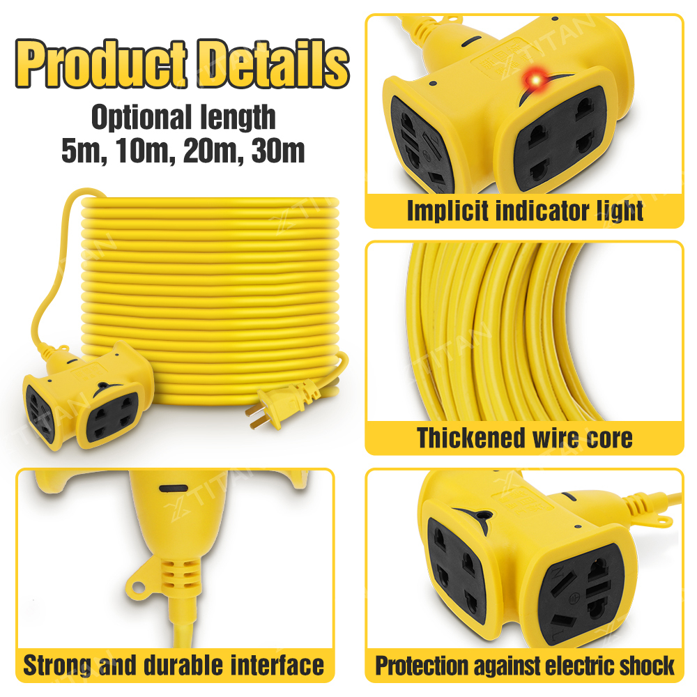 Extra long extension cord with switch and durable power strip - Image 2