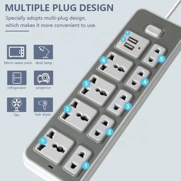 Extension Outlet Socket Plug with Switch Usb Cable Power Supply Power Board Socket Line Equipmen - Image 6