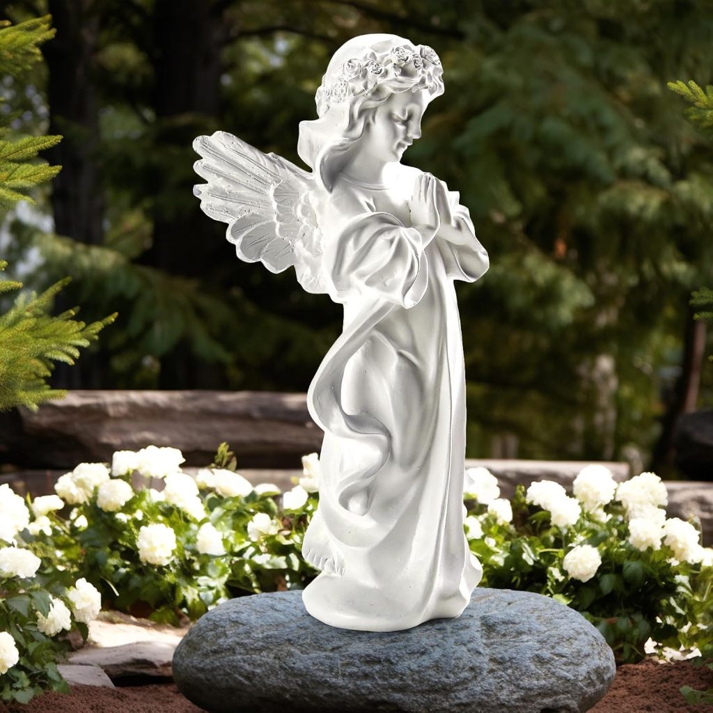 Praying Angel Figurine – 7.5 Inches Resin Sculpted Hand-Painted Figurine for Home Decor or Garden, First Communion Gifts for Girls, Religious Gifts for Women