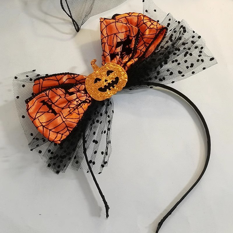 Halloween costume accessories funny pumpkin hair hoop lace bow dark hairpin hair accessories headband hairpin