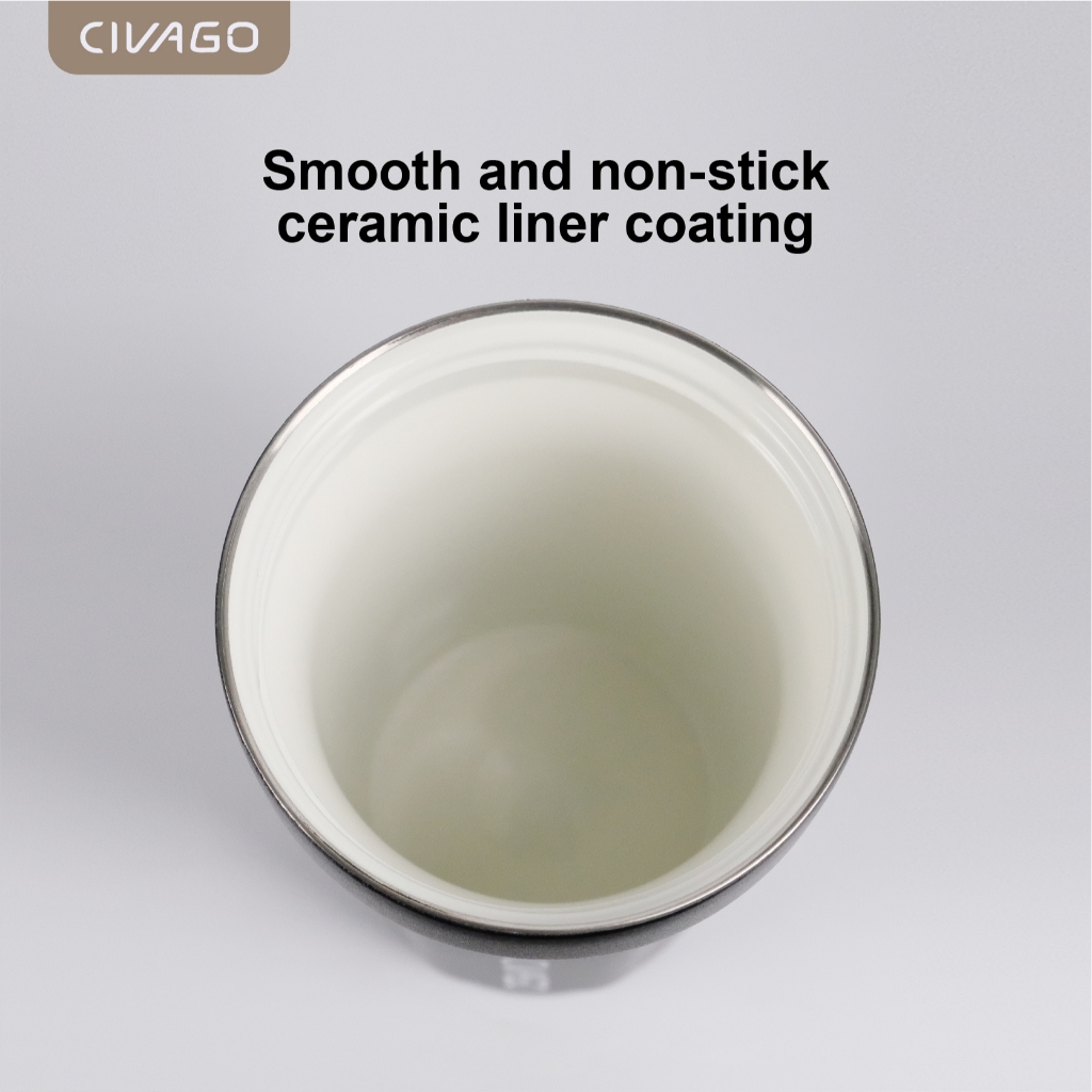 CIVAGO（13oz）Ceramic liner Stainless Steel Coffee Mug With Lid Vacuum Flask Hot And Cold Tumbler - Image 2
