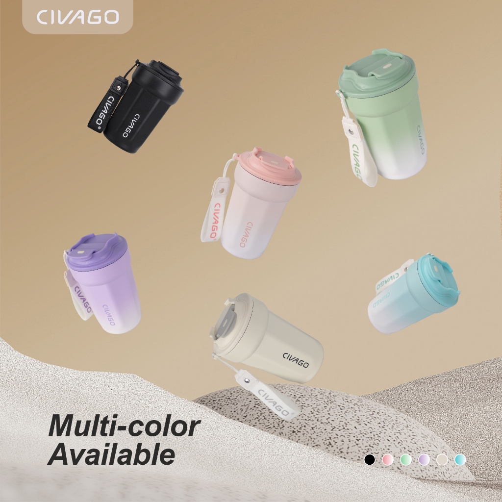 CIVAGO（13oz）Ceramic liner Stainless Steel Coffee Mug With Lid Vacuum Flask Hot And Cold Tumbler - Image 6
