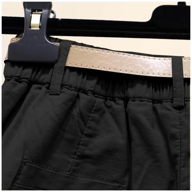 Korean Fashion Elastic Waist Skirt Slimming Skort Split Short Cargo Pants - Image 5