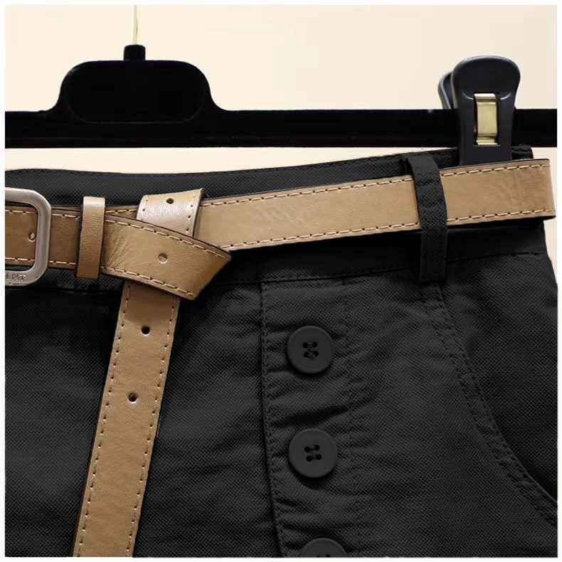 Korean Fashion Elastic Waist Skirt Slimming Skort Split Short Cargo Pants - Image 6