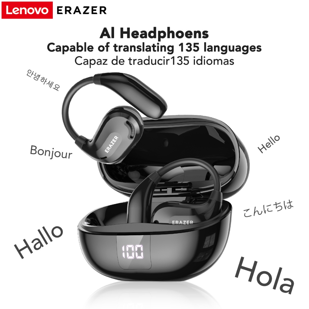 Lenovo ERAZER XT66 PRO AI Smart Real-Time Translation Wireless Earphones Bluetooth 5.4 With LED Display  Business Earbuds with Mic Waterproof IPX5 - Image 6