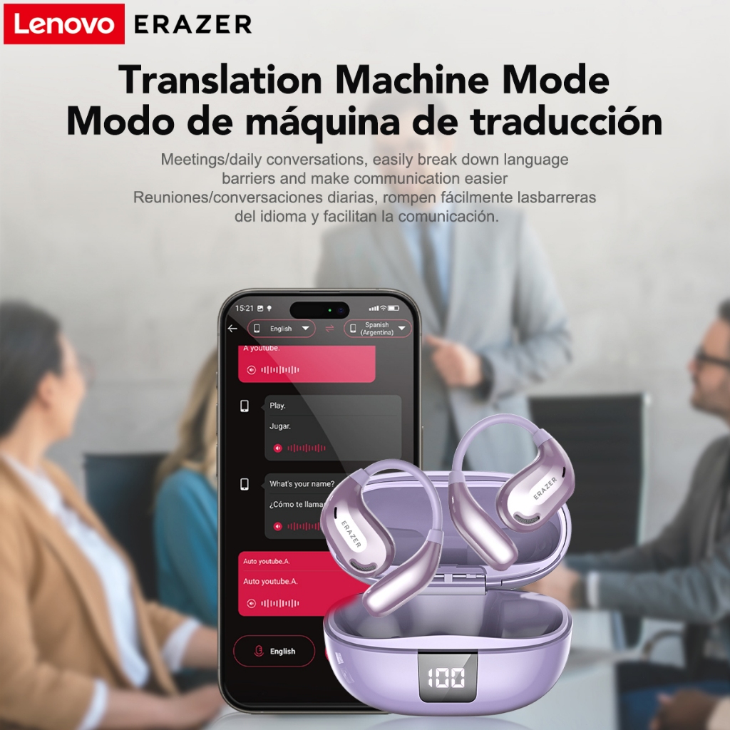 Lenovo ERAZER XT66 PRO AI Smart Real-Time Translation Wireless Earphones Bluetooth 5.4 With LED Display  Business Earbuds with Mic Waterproof IPX5 - Image 4