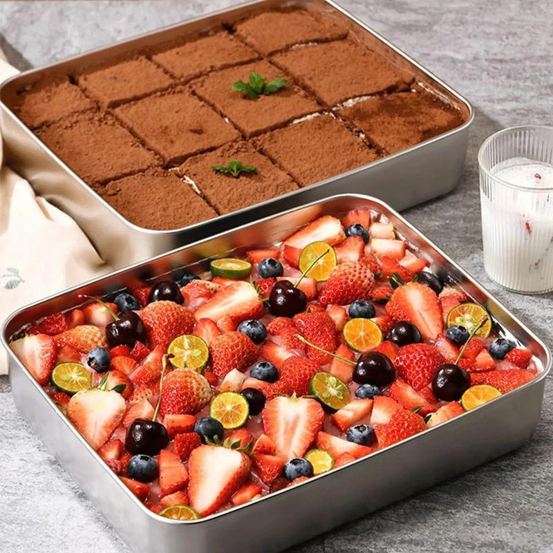 4PCS 304 Stainless Steel Box Kitchen Storage Box Fresh-keeping Box with Lid Household Refrigerator Fruit Containers Lunch Box BBQ Food Trays for Picnic - Image 6