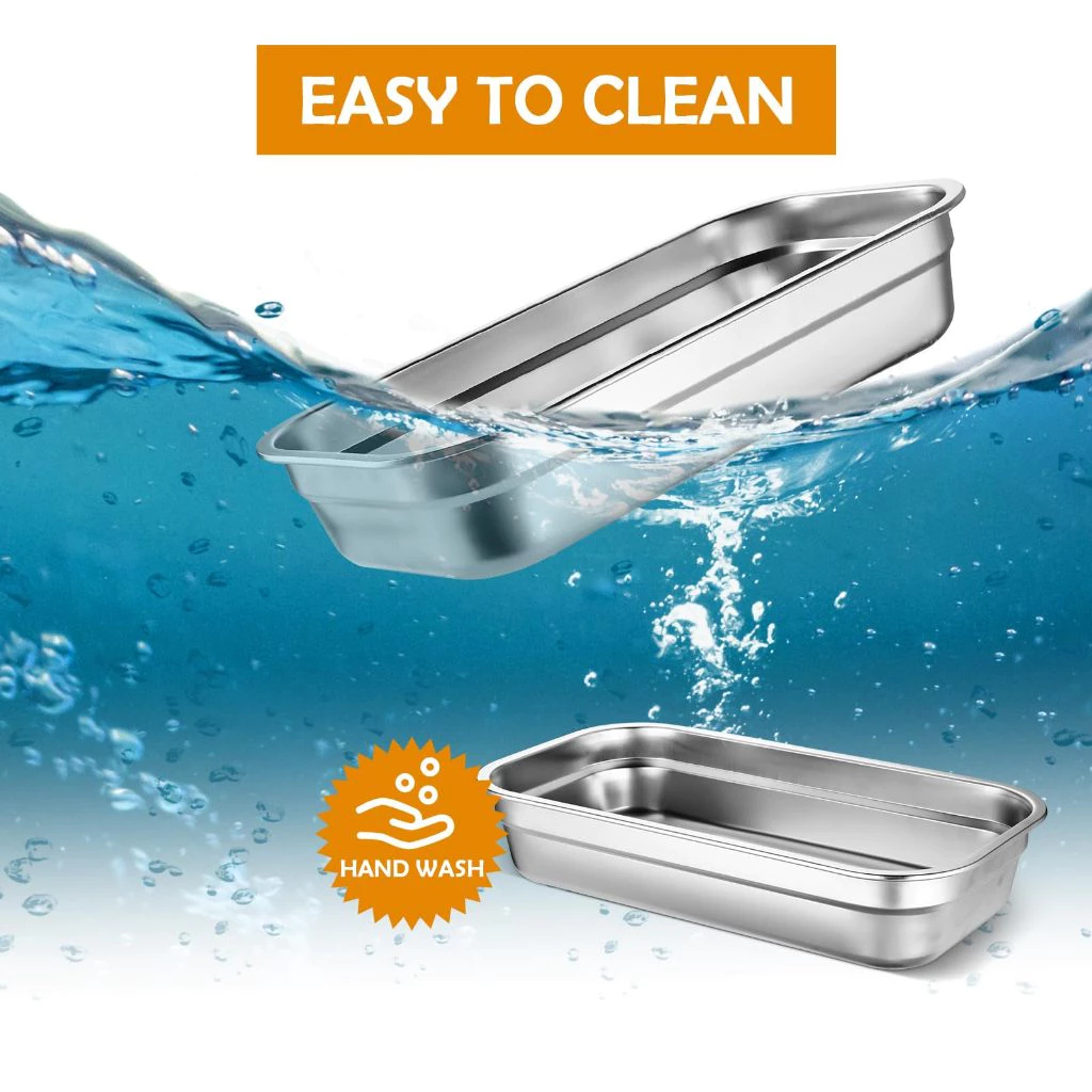 4PCS 304 Stainless Steel Box Kitchen Storage Box Fresh-keeping Box with Lid Household Refrigerator Fruit Containers Lunch Box BBQ Food Trays for Picnic - Image 5