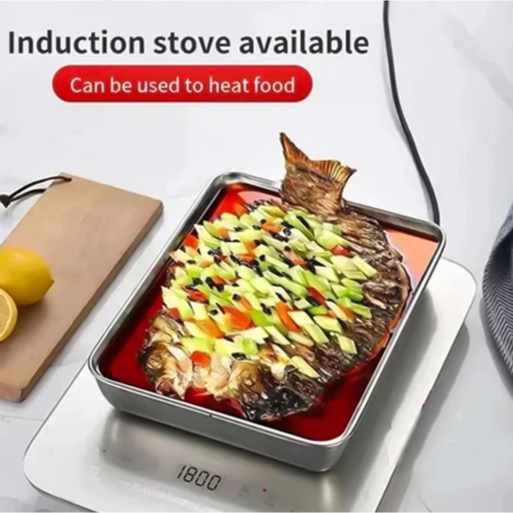 4PCS 304 Stainless Steel Box Kitchen Storage Box Fresh-keeping Box with Lid Household Refrigerator Fruit Containers Lunch Box BBQ Food Trays for Picnic - Image 2