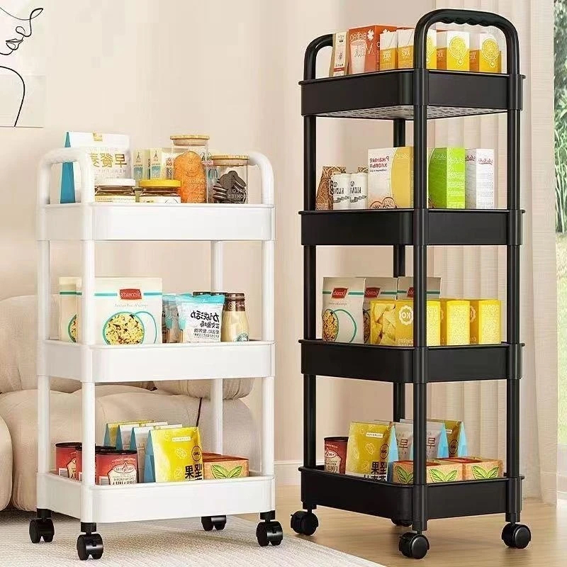 2/3/4/5 Layers Bedroom Trolley Cart Moving Rack Kitchen Storage Shelf  Cabinets Bathroom Organizer Trolley