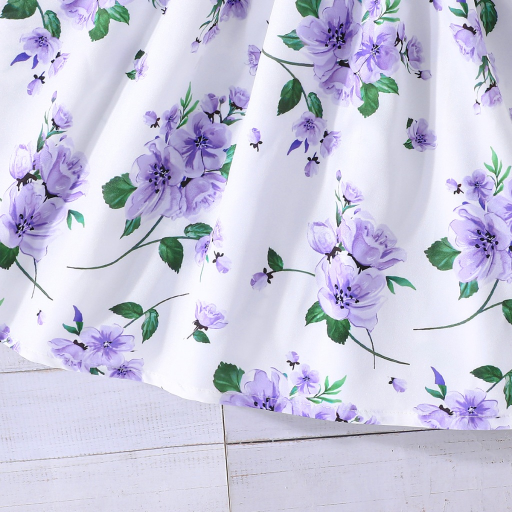 Manila Stock Fast Delivery Kids Girls Set 2-8 Years Old Floral Dress with Cardigan Pink Purple Blue Decorative Bow for Christmas Baptism Party Casual Outfit - Image 8