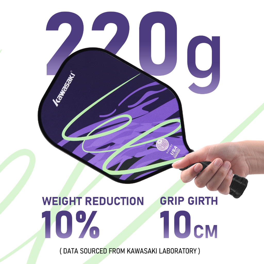Kawasaki Pickleball Paddle GALAXY&AURORA 220g Fiberglass Pickle Racket For Beginners Attackting — view 3