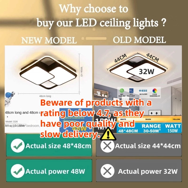 Modern LED Ceiling Light Dimmable With Remote Black Square Ceiling Lamp for Living Bedroom lighting  Living Room Light - Image 2