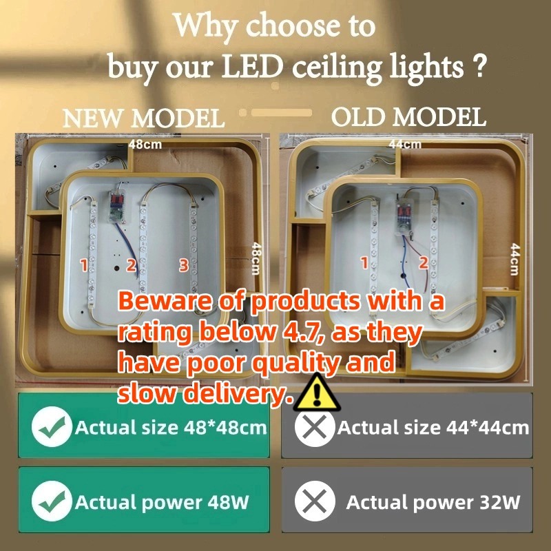 Modern LED Ceiling Light Dimmable With Remote Black Square Ceiling Lamp for Living Bedroom lighting  Living Room Light - Image 3