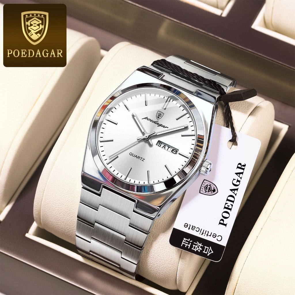 POEDAGAR New Watch For Men Waterproof Original Stainless Steel Relo Luminous Fashion Mens Watches - Image 6
