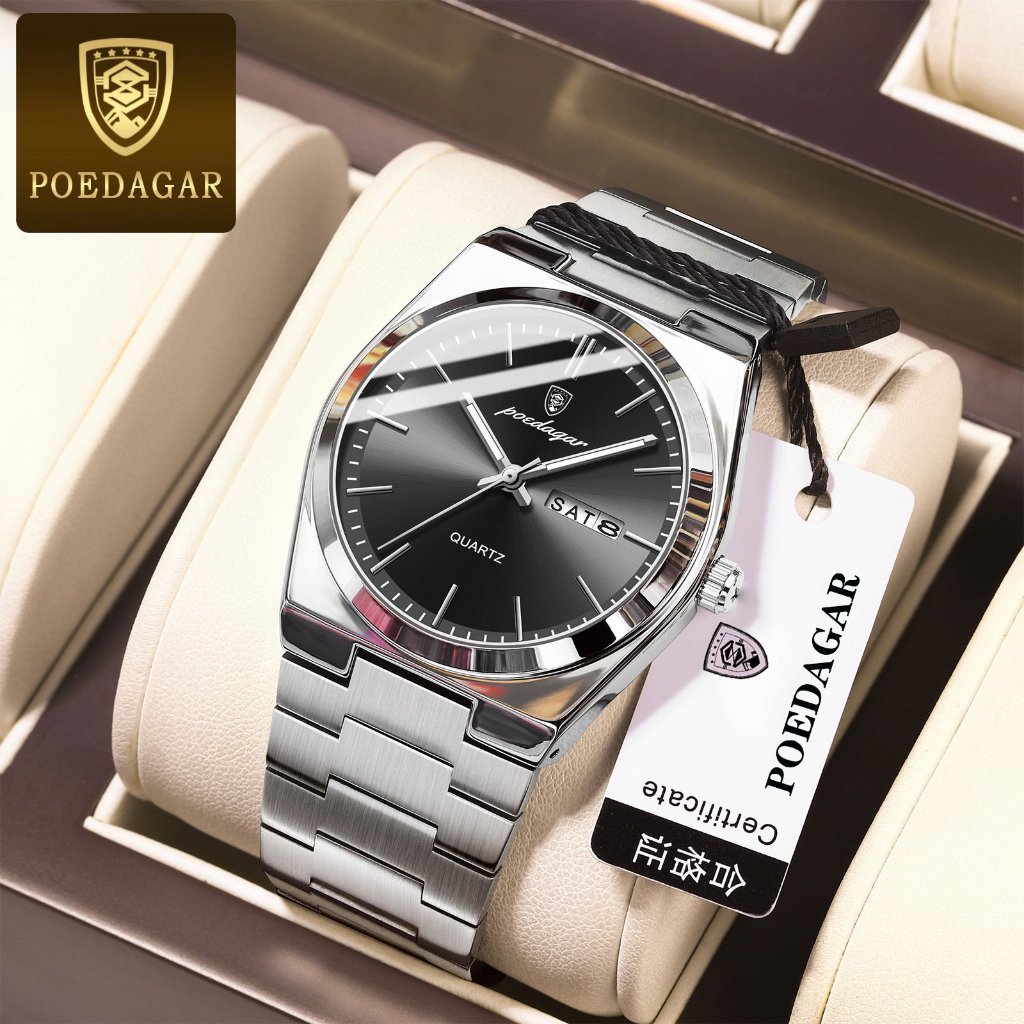 POEDAGAR New Watch For Men Waterproof Original Stainless Steel Relo Luminous Fashion Mens Watches - Image 7