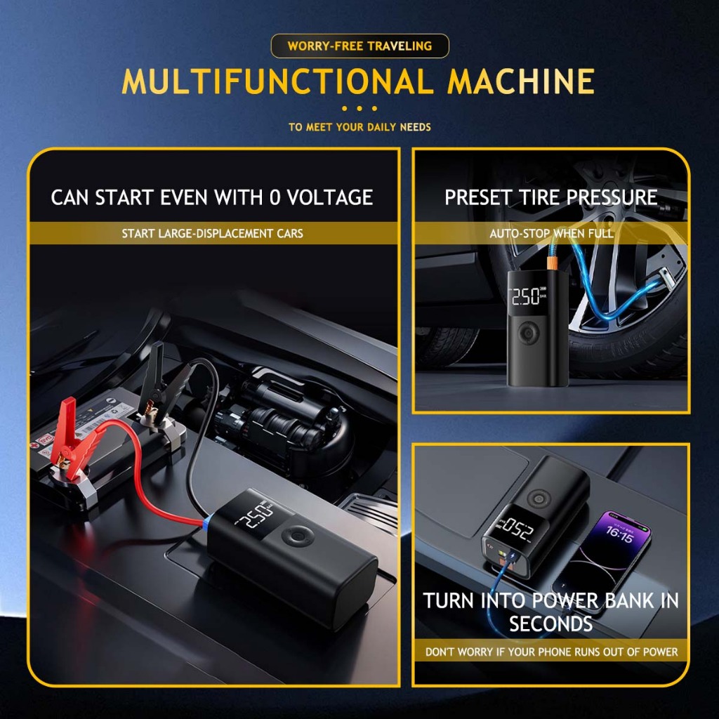 4 in 1 jump starter 20000mAh jump starter for car with air pump jump starter powerbank car battery jump starter - Image 2