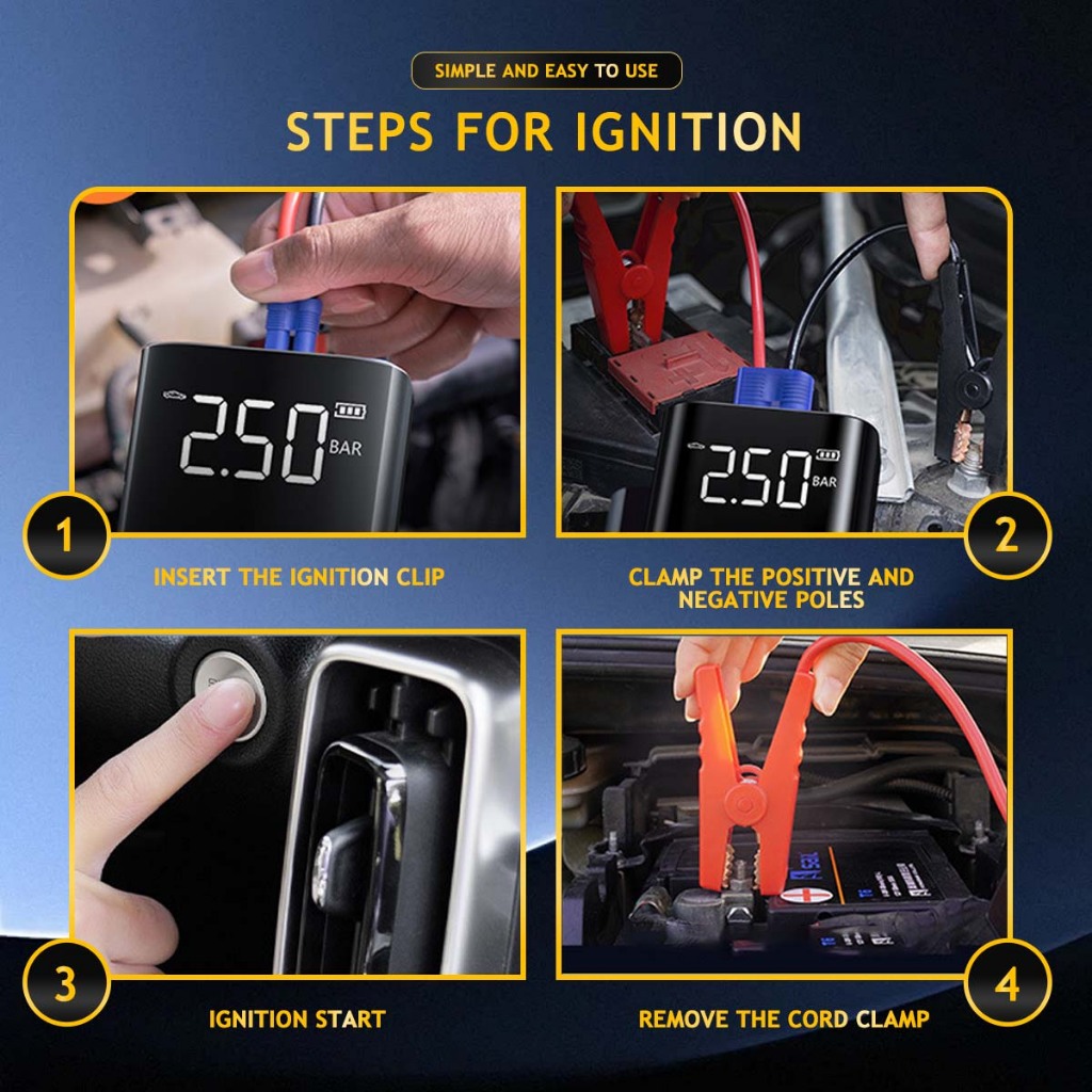 4 in 1 jump starter 20000mAh jump starter for car with air pump jump starter powerbank car battery jump starter - Image 8