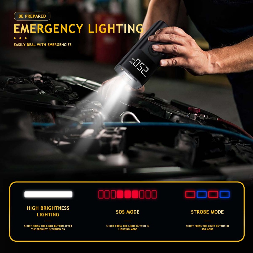 4 in 1 jump starter 20000mAh jump starter for car with air pump jump starter powerbank car battery jump starter - Image 7