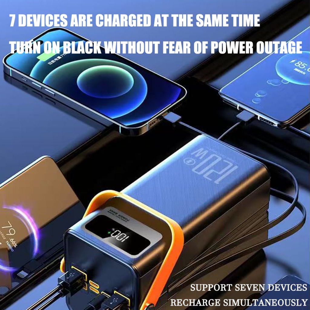 【80000mah】100% powerbank original Charge once, use for 365 days Heavy charging treasure with LED lights Powerbank Original Fast Charging. — view 4