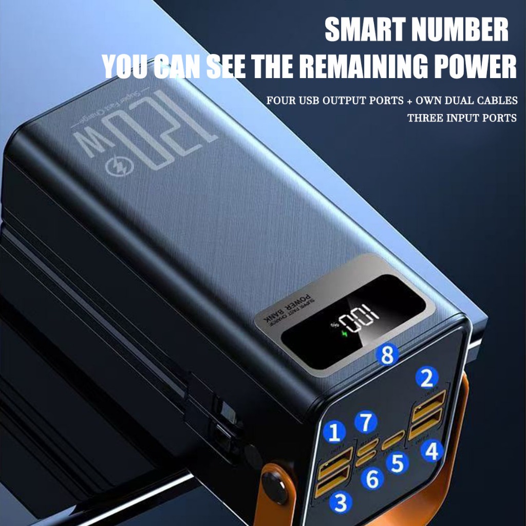 【80000mah】100% powerbank original Charge once, use for 365 days Heavy charging treasure with LED lights Powerbank Original Fast Charging. — view 5