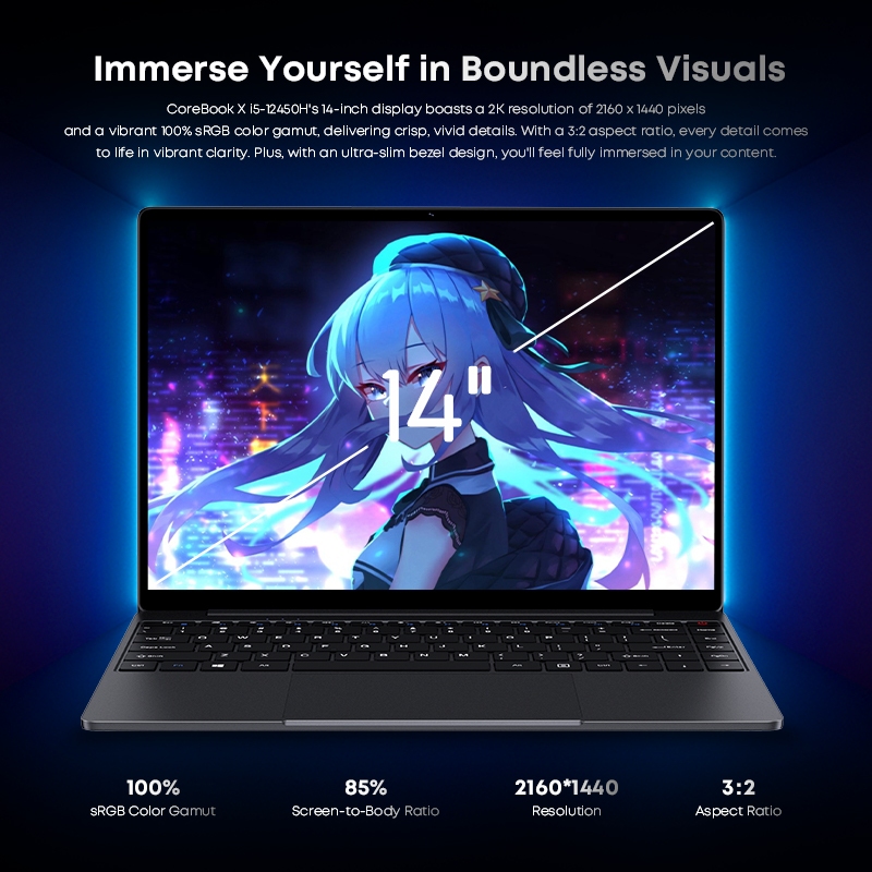 Chuwi Corebook X 2025 Laptop R5-7430U/i9-13900H 8Cores 14 inch FHD IPS Screen 32+1TB SSD WIFI 6 Windows 11 Gaming NoteBook PC - Image 8