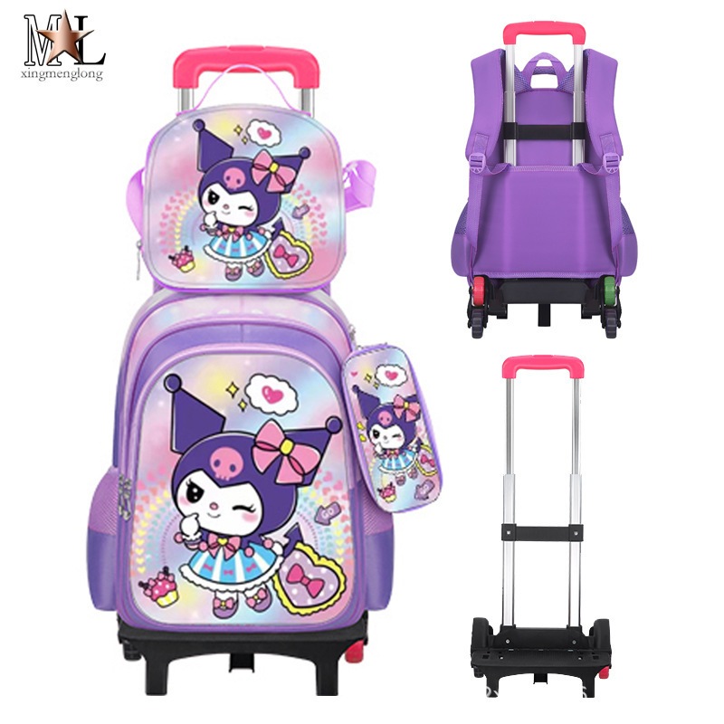 New Primary School Student Trolley Schoolbag Three-piece Set Backpack + Backpack + Pencil Case — view 2