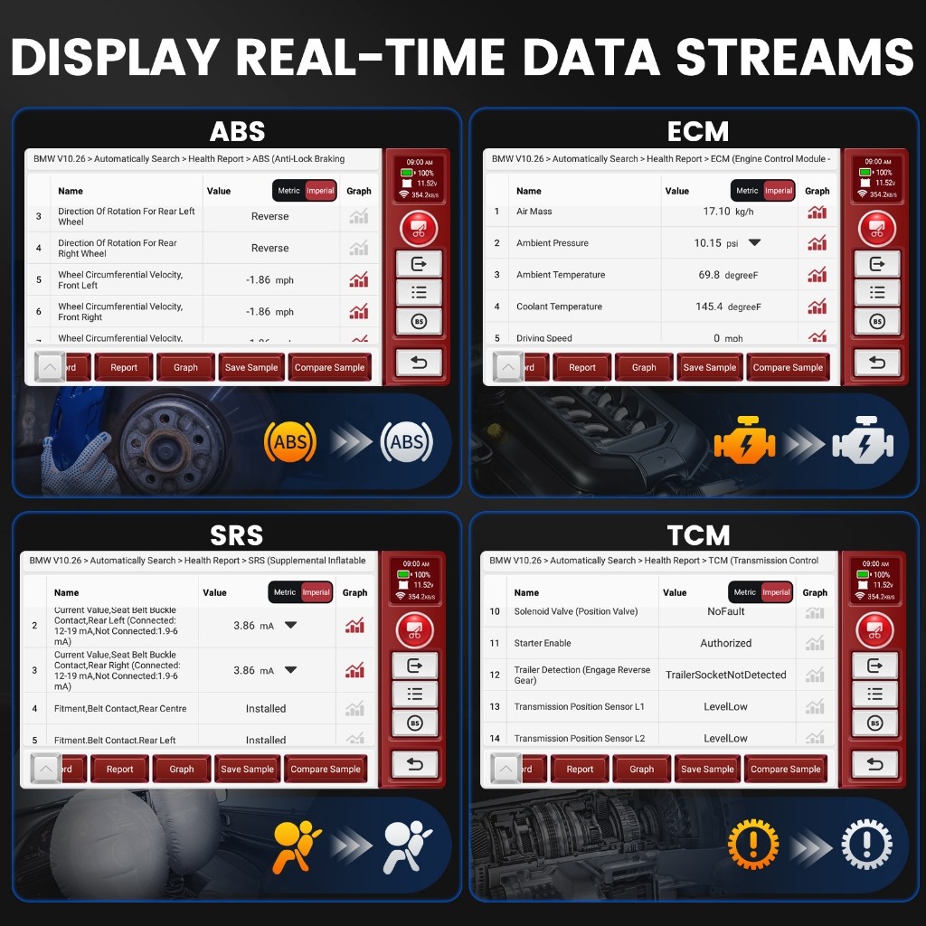Ancel DS100 Automotive Advanced OBD2 Scanner Engine ABS SRS Transmission System Diagnostic Tool - Image 7