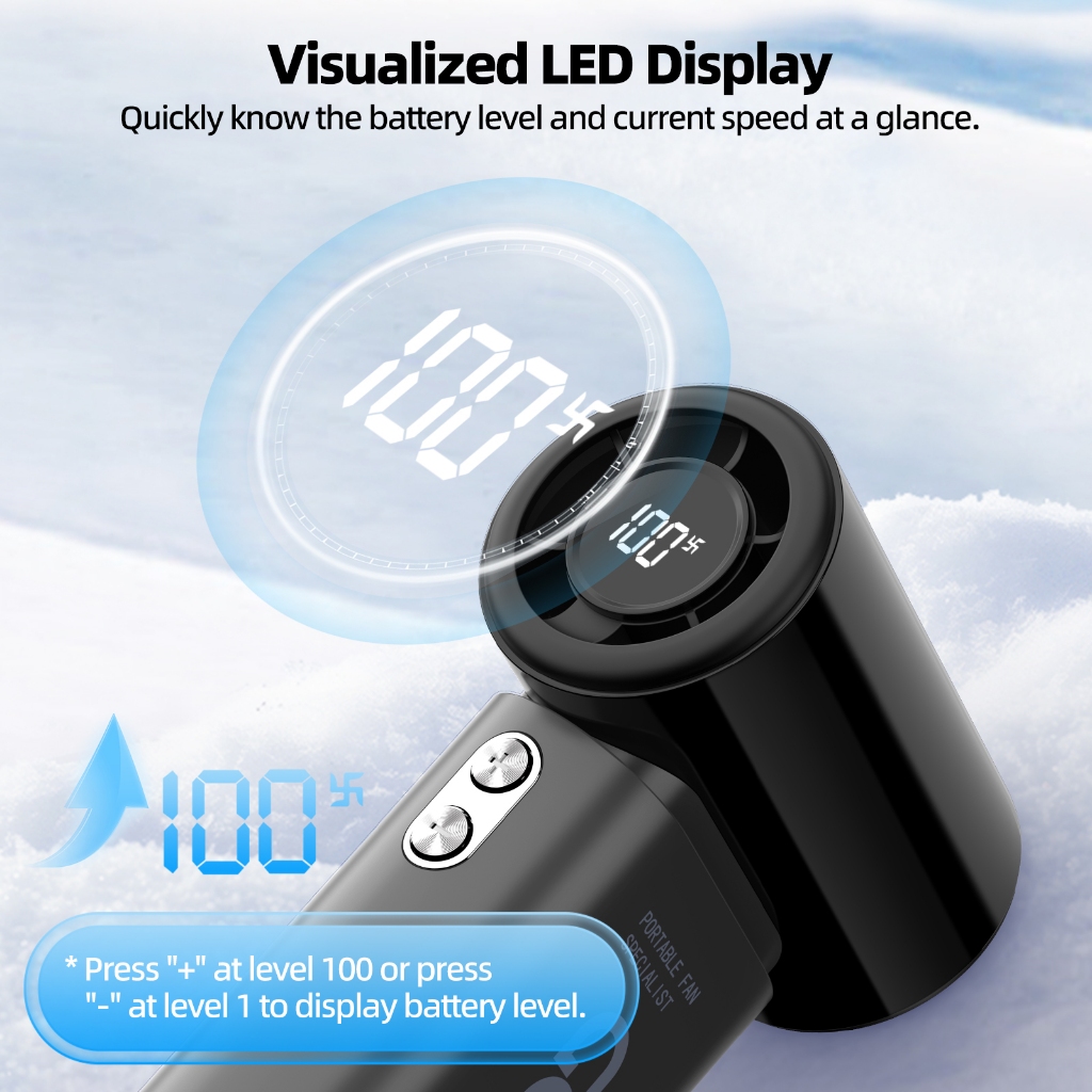 GOOJODOQ Fan GFS007 4000 mAh Turbo Mini Fan Rechargeable Handheld Portable Strong Wind Jet Hand - Image 4